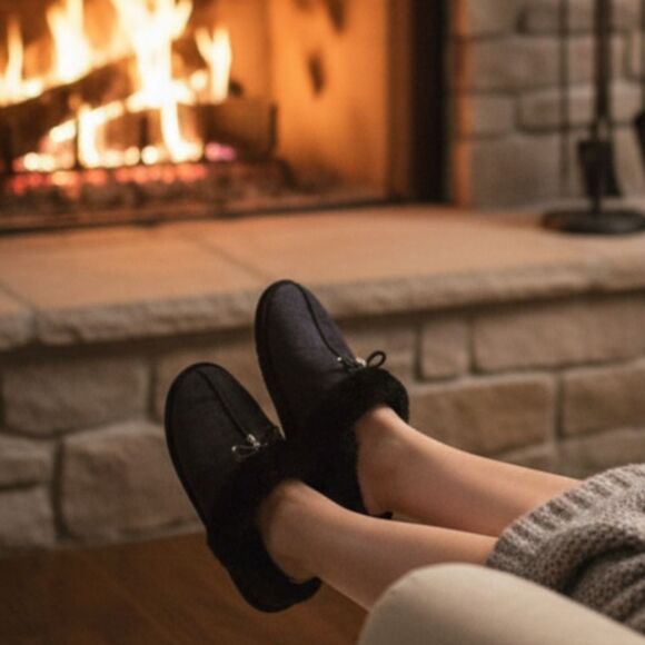 Kate Spade fuzzy house slippers L - Picture 1 of 8